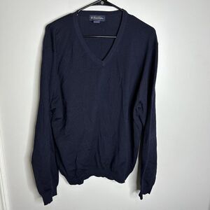 Men's Brooks Brothers‎ Size Large Navy Blue Pullover Merino Wool Sweater Preppy